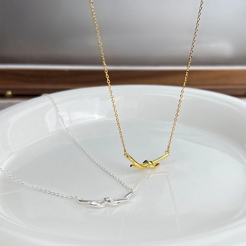 Collana Minimalista con Pendente a Nodo in Argento Sterling 925 per Donna Collane a Doppio Strato Geometriche Regolabili Gioielli