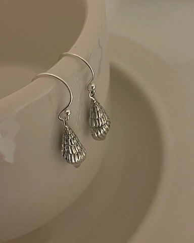 Pendientes Colgantes de Plata de Ley 925 con Forma de Caracola Para Mujer Estilo Océano Minimalista Textura en Espiral Joyería