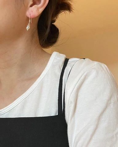 Pendientes Colgantes de Plata de Ley 925 con Forma de Caracola Para Mujer Estilo Océano Minimalista Textura en Espiral Joyería