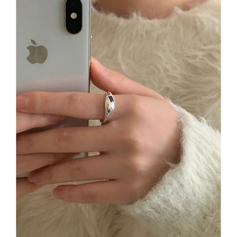 925 Sterlingsilber Offener Verstellbarer Ring Mit Strass Inlaid Minimalistischer Geometrischer Schmuck Fingerring Damen