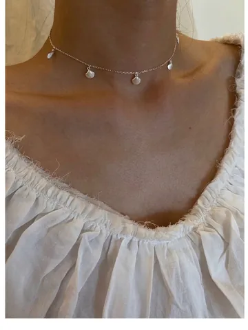Collier Choker Pendentif Coquillage en Argent Sterling 925 Pour Femmes Chaîne de Clavicule Style Ins Minimaliste Bijoux de Vacances