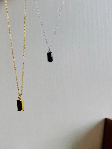 Collana con Ciondolo Rettangolare in Argento Sterling 925 con Strass per Donna Gioielli Minimalisti Catena Geometrica da Clavicola