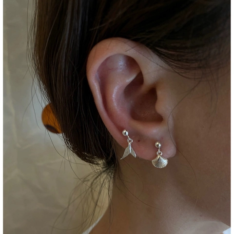 925 Sterling Silver Stud Earrings Minimalist Tiny Shell Mermaid Fish Tail Dainty Earrings For Women Girls Daily Jewelry