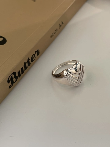 925 Sterling Silver Heart Open Ring For Women Minimalist Striped Texture Vintage Adjustable Finger Ring Jewelry Gift
