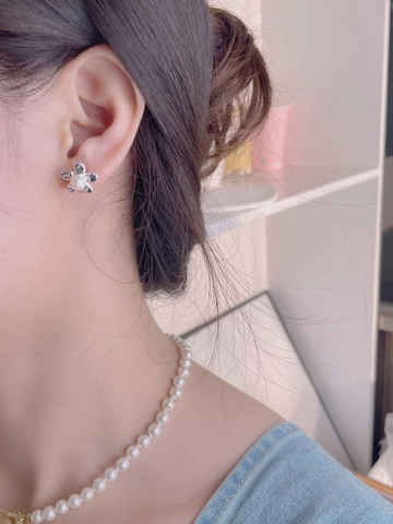 Pendientes de Botón de Flor de Plata de Ley 925 Estilo Coreano Con Perla Natural Elegante Vintage Chapado en Oro Plata Mujer