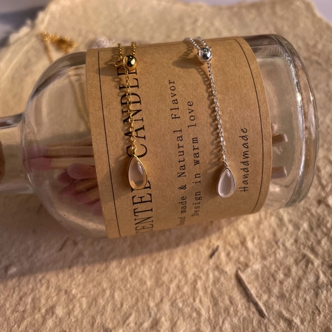 Collar de Plata de Ley 925 Minimalista con Colgante de Gota de Agua para Mujer Galvanizado Geométrico Cadena en O Joyería de Moda