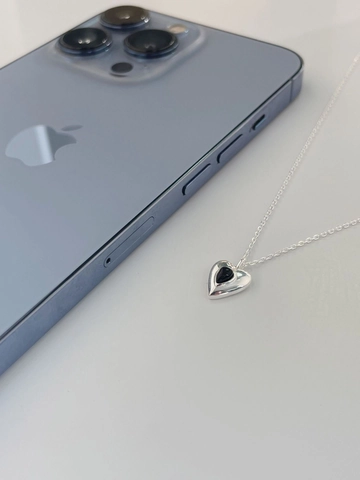 925 Sterling Silver Heart Pendant Necklace For Women Black Agate Inlaid Water Drop Shape Minimalist Niche Design Jewelry Gift