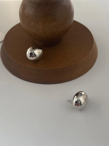 Pendientes de Botón de Frijol de Plata de Ley S925 Para Mujer Joyería Minimalista Pulida en Espejo Chapada en Oro y Plata