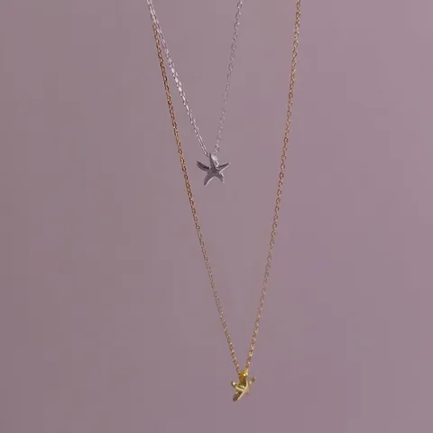 925 Sterling Silver Starfish Pendant Necklace For Women Gold Silver Plated Sea Life Minimalist Clavicle Chain Jewelry Gift