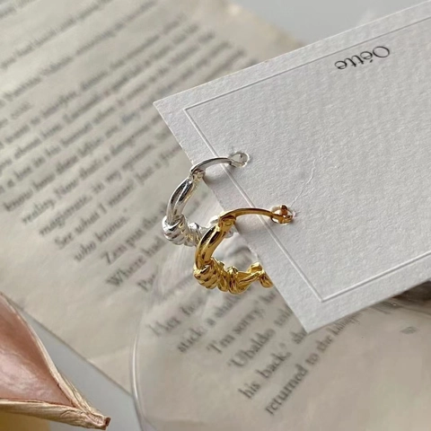Orecchini a Cerchio Geometrici Intrecciati in Argento Sterling S925 Minimalisti per Donna Gioielli Vintage di Lusso