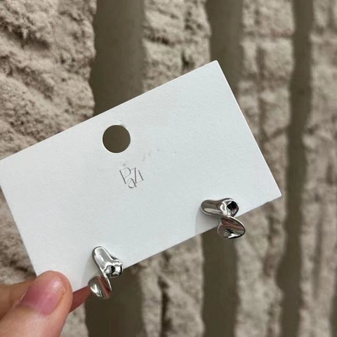 Pendientes de Botón de Espiral Retorcida de Plata de Ley 925 para Mujer Onda Irregular Metal Líquido Joyería Única Minimalista