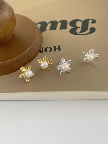 Pendientes de Botón de Flor de Plata de Ley 925 Estilo Coreano Con Perla Natural Elegante Vintage Chapado en Oro Plata Mujer