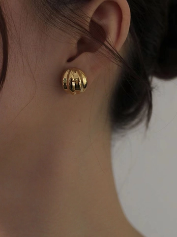 925 Sterling Silver Ribbed Dome Stud Earrings French Vintage Gold Silver Plated Croissant Spiral Textured Geometric Jewelry For Women