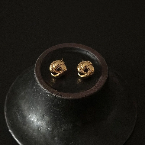 Boucles d'Oreilles Clous Nouées en Argent Sterling 925 pour Femmes Style Minimaliste Géométrique Rond Design Coréen Bijoux Cadeau