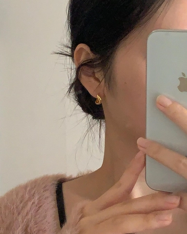 Orecchini a Cerchio in Argento Sterling 925 Minimalisti a Forma di Onda Irregolare Geometrici Lucidi Gioielli per Donna