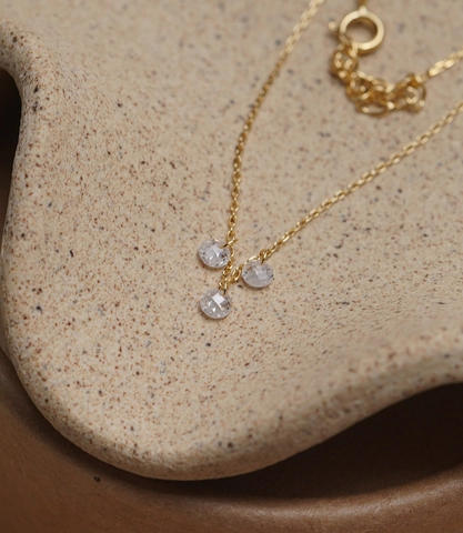 Collana Con Pendente in Argento Sterling S925 Con Tre Zirconia Sfaccettati per Donna Gioielli Minimalisti Stile Ins Catena da Clavicola