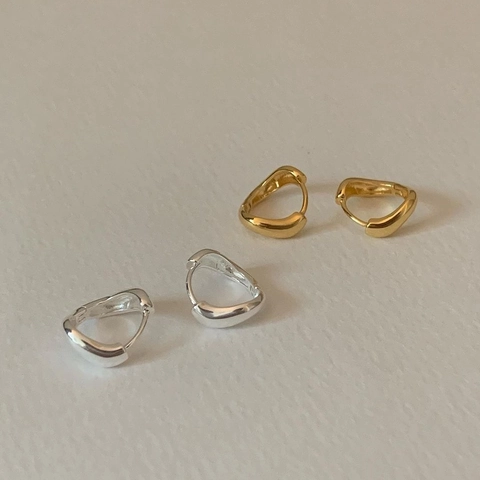 Orecchini a Cerchio in Argento Sterling 925 Minimalisti a Forma di Onda Irregolare Geometrici Lucidi Gioielli per Donna