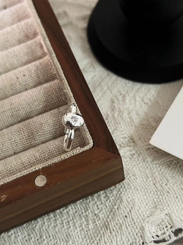 925 Sterling Silver Hexagram Open Ring For Women Minimalist Irregular Molten Texture Star Rhinestone Adjustable Ring Jewelry Gift
