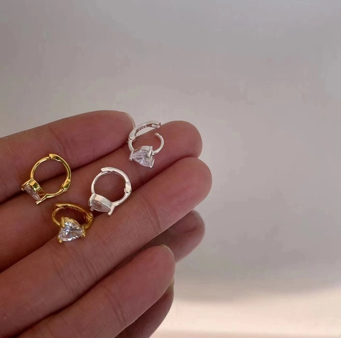 Pendientes de Botón de Corazón de Plata de Ley 925 con Diamantes de Imitación para Mujer Estilo Coreano Joyas Hipoaergénicas