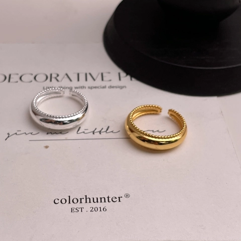 Minimalistischer 925 Sterlingsilber Offener Ring Für Damen Perlenrand Poliert Gold Silber Verstellbar Fingerring Schmuck