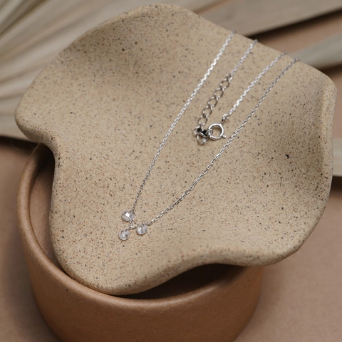 Collana Con Pendente in Argento Sterling S925 Con Tre Zirconia Sfaccettati per Donna Gioielli Minimalisti Stile Ins Catena da Clavicola