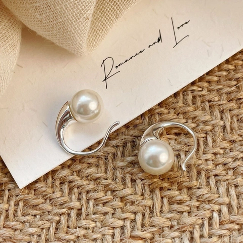 Orecchini Pendenti con Perle Artificiali in Argento Sterling 925 Eleganti Orecchini a Gancio a Goccia Donna Gioielli