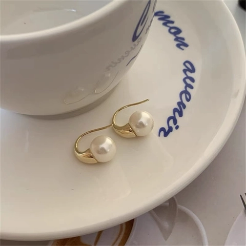 Orecchini Pendenti con Perle Artificiali in Argento Sterling 925 Eleganti Orecchini a Gancio a Goccia Donna Gioielli