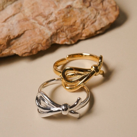 925 Sterlingsilber Schleife Offener Ring Für Damen Minimalistisch Verstellbar Gold Silber Galvanisiert Koreanischer Stil Schmuck