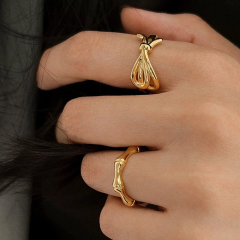 925 Sterlingsilber Schleife Offener Ring Für Damen Minimalistisch Verstellbar Gold Silber Galvanisiert Koreanischer Stil Schmuck