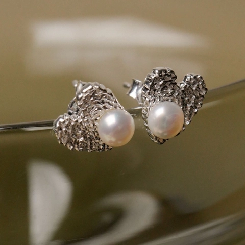 925 Sterling Silver Heart Freshwater Pearl Stud Earrings For Women Korean Ins Style Rhinestone Electroplated Fashion Jewelry