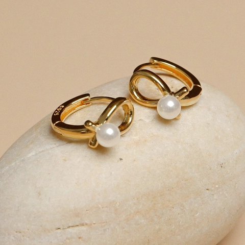 925 Sterlingsilber Perle Ohrringe Elegant Geometrische Schleife Design Gold Silber Überzogen Schmuck Für Damen Täglich Jahrestag Geschenk