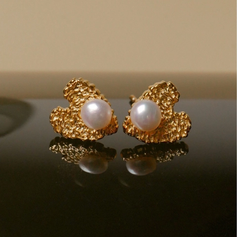 925 Sterling Silver Heart Freshwater Pearl Stud Earrings For Women Korean Ins Style Rhinestone Electroplated Fashion Jewelry