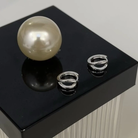 Pendientes de Aro de Plata de Ley 925 para Mujer Pendientes Geométricos Cruzados de Doble Capa Minimalistas Joyería Vintage