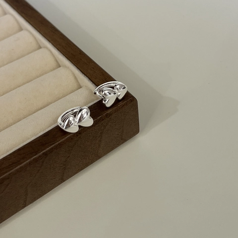 S925 Sterlingsilber Doppelte Herz Ohrstecker Für Damen Süße Minimalistische Gold Silber Galvanisierte Koreanische Mode Schmuck Accessoires