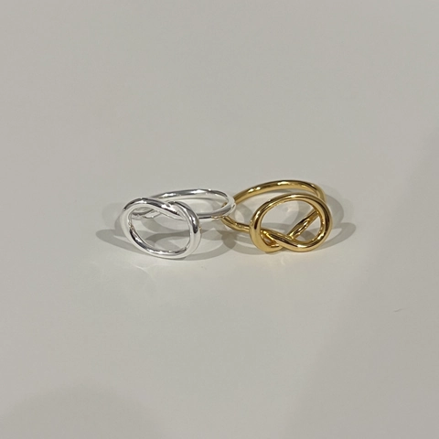 Anillo Abierto de Nudo de Plata de Ley 925 para Mujer Estilo Coreano Geométrico Entrelazado Sólido Ajustable Joyería de Dedo