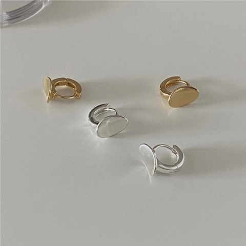 Pendientes de Botón Geométricos Lisos Minimalistas de Plata de Ley 925 para Mujer Estilo Coreano Pendientes Huggie Ovalados Irregulares Regalo Joyería de Moda