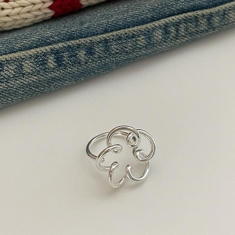 925 Sterlingsilber Hohl Blume Offener Ring Für Damen Minimalistisch Unregelmäßig Floral Verstellbar Mode Schmuck Fingerring