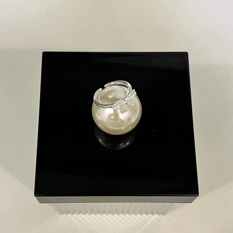 Elegante Anillo Abierto de Plata de Ley 925 con Lazo para Mujer Minimalista Calado Lazo Diamante de Imitación Anillo Ajustable