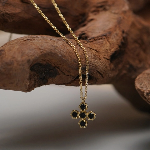 925 Sterling Silver Black Zirconia Four Leaf Clover Pendant Necklace For Women Vintage Minimalist Jewelry Gold Silver Plated