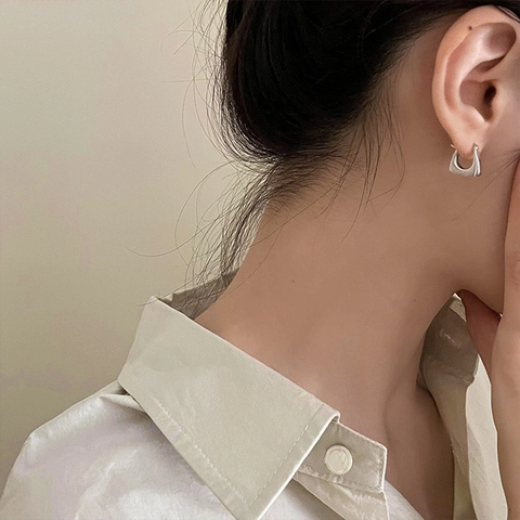 Korean Korean S925 Sterling Silver Earring Post Geometric Irregular Earrings Gold Silver Plated Minimalist Hoop Jewelry For Women