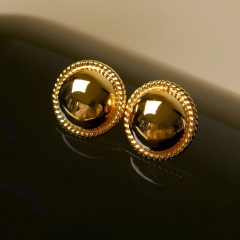 Minimalist 925 Sterling Silver Bean Stud Earrings Vintage Twisted Rope Border Geometric Mirror Surface Earrings For Women