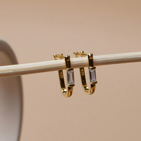 925 Sterling Silver Geometric Stud Earrings For Women Minimalist Gold Silver Plated Rectangle Rhinestone Earrings Fashion Jewelry