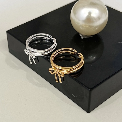925 Sterling Silver Bow Ribbon Adjustable Ring For Women Korean Style Minimalist Niche Design Finger Ring Fashion Jewelry Gift
