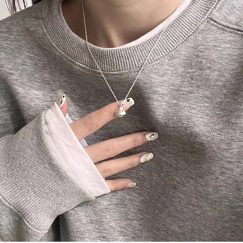 Minimalist 925 Sterling Silver Bean Pendant Necklace For Women Elegant Gold Silver Plated Solid Waterdrop Clavicle Chain Gift