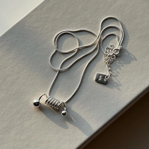 925 Sterling Silver Necklace For Women Minimalist Unique Spring Spiral Pendant Adjustable Snake Chain Korean Style Jewelry Gift