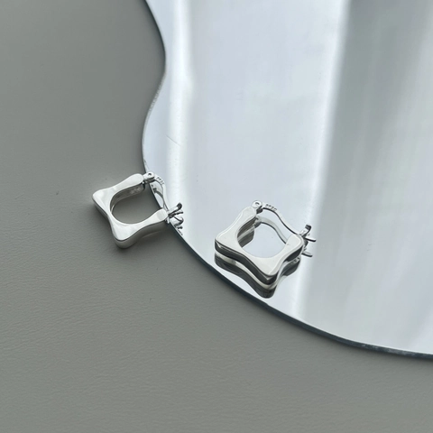 925 Sterling Silver Geometric Square Hoop Earrings For Women Minimalist Vintage Electroplated Gold Silver Jewelry Accessories
