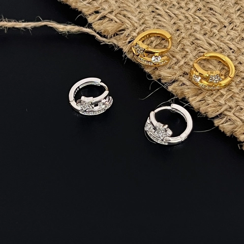 Orecchini a Cerchio Huggie in Argento Sterling 925 a Stella Cadente Oro Argento Placcato Strass Orecchini a Stella per Donna Gioielli Regalo