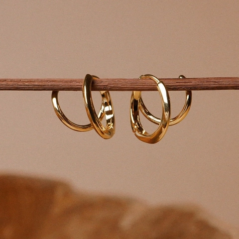 Orecchini a Cerchio Geometrici a Spirale in Argento Sterling 925 Minimalisti Ruotanti a Doppio Strato a Forma di C Gioielli di Moda Coreana per Donna