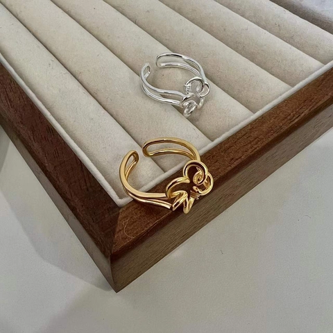 925 Sterling Silver Flower Open Ring For Women Adjustable Minimalist Korean Style Gold Silver Plated Fashion Jewelry Gift