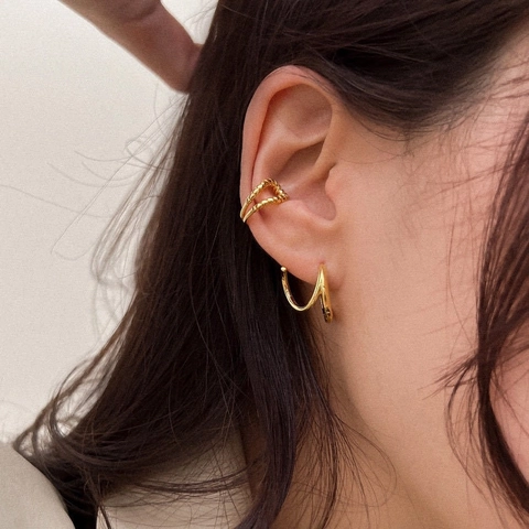 Orecchini a Cerchio Geometrici a Spirale in Argento Sterling 925 Minimalisti Ruotanti a Doppio Strato a Forma di C Gioielli di Moda Coreana per Donna